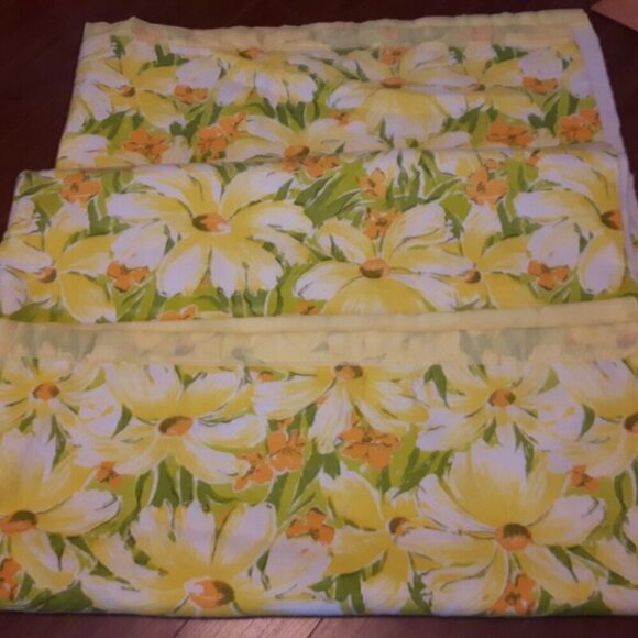 VTG Thermal blanket Satin nylon binding Bold Floral Yellow Country Shabby Chic - Picture 5 of 11